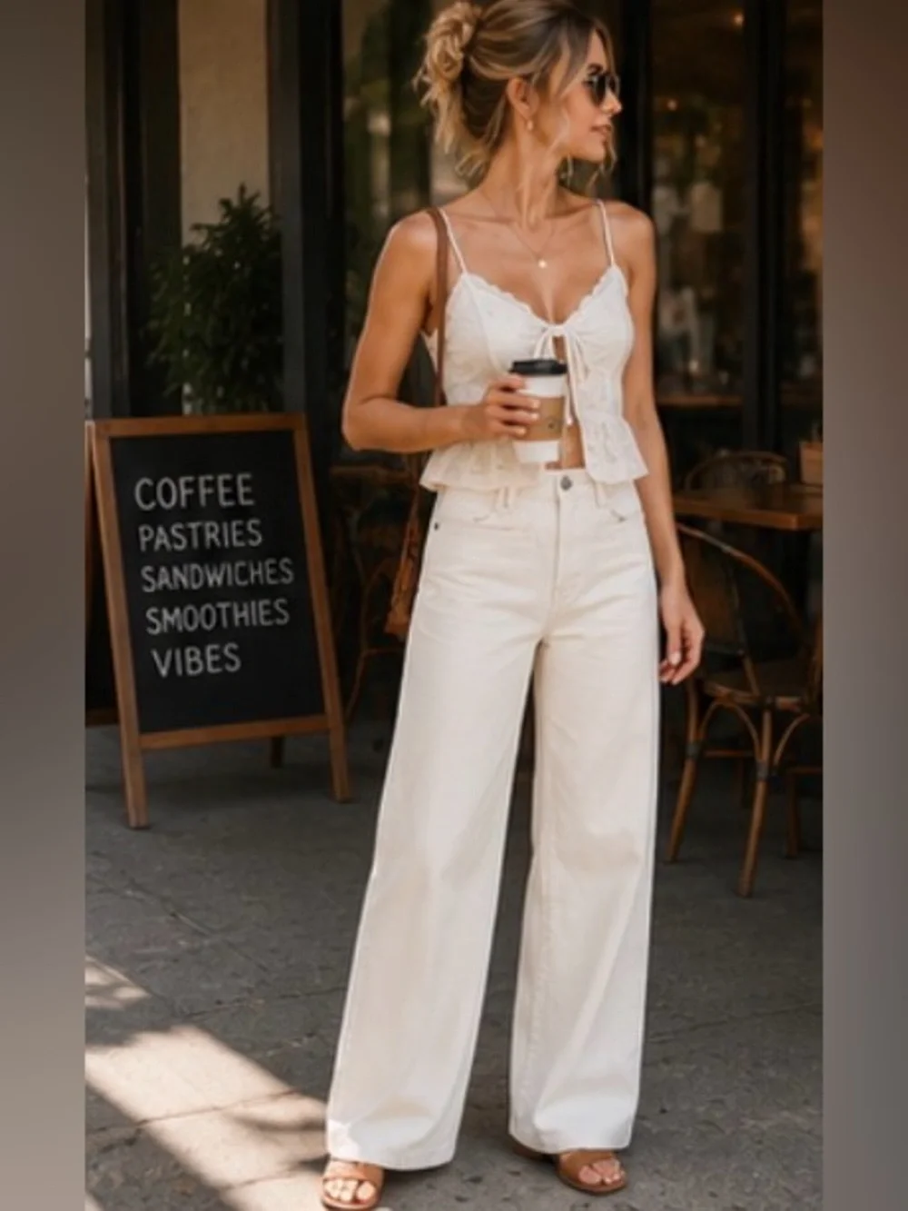 New‼️ Citizens Of Humanity - 🤍Marzipan Gaucho Trouser Wide Leg Jeans Off White - Picture 6 of 16